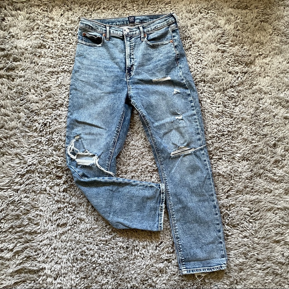 Gap distressed cigarette jeans